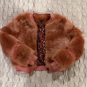 Art Class fuzzy pink bomber jacket